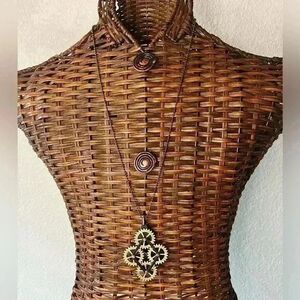 Steampunk Laser cut articulating diamond wood gear necklace